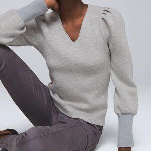 WHBM NWT Puff-Sleeve Sweatshirt Heathered French Gray Sz M